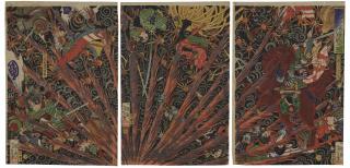 Tsukioka Yoshitoshi - Taiheiki, Masakiyo Nansen No Zu (Masakiyo\'S Challenging Battle, From The Series Taiheiki)