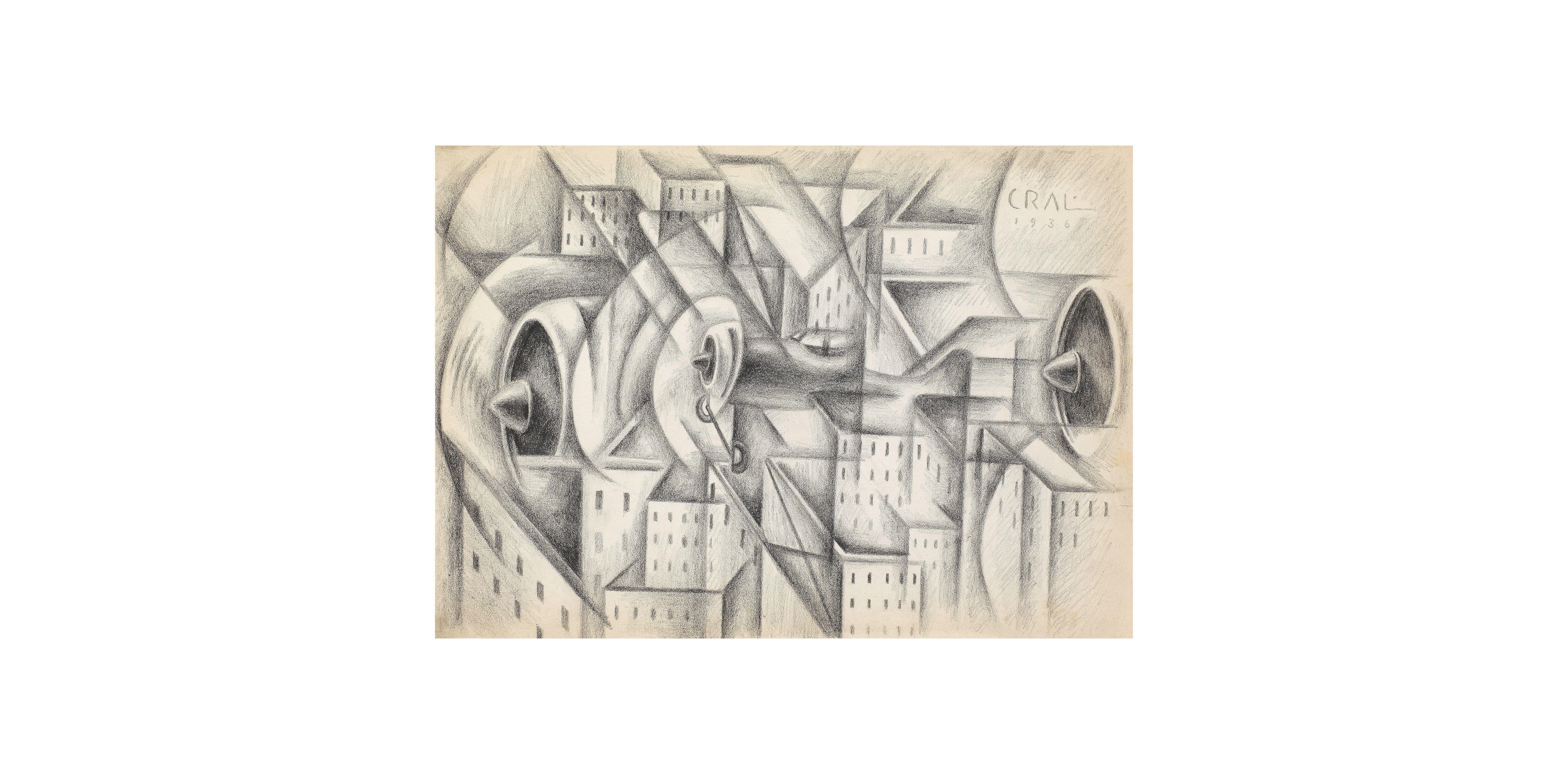 Tullio Crali - Airplanes over Town, 1936