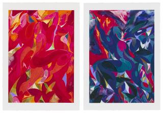 Tunji Adeniyi-Jones - Three Red Figures Rising and A Flashy Encounter (two works)