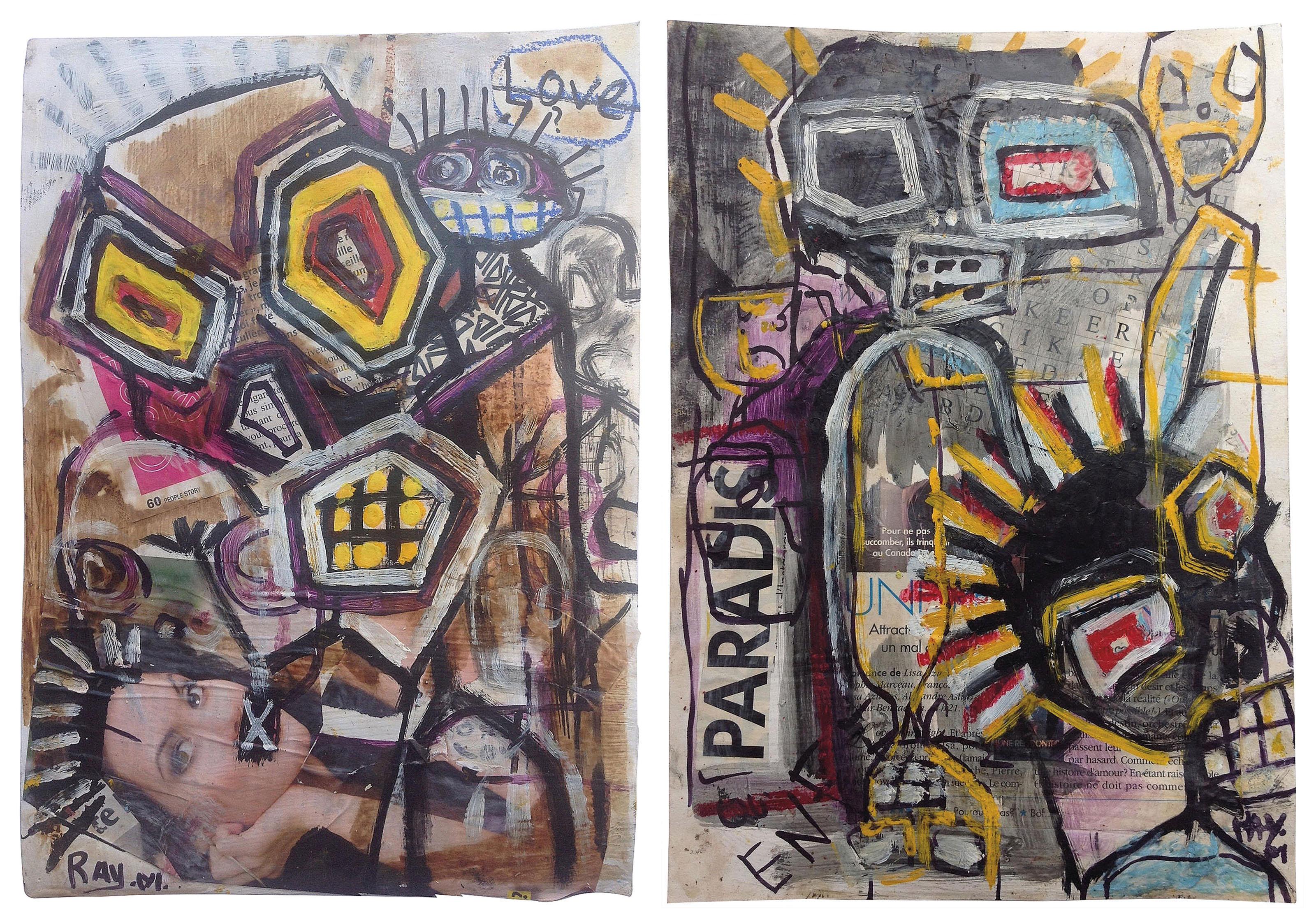 Turay Mederic - (i) Yellow Eyes Purple Face (ii) Blue Eyes Yellow Face