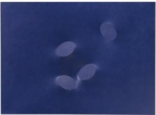 Turi Simeti - Quattro Ovali In Blusigned And Dated 97 On The Reverse, Acrylic On Canvas Mounted On Shaped Panel