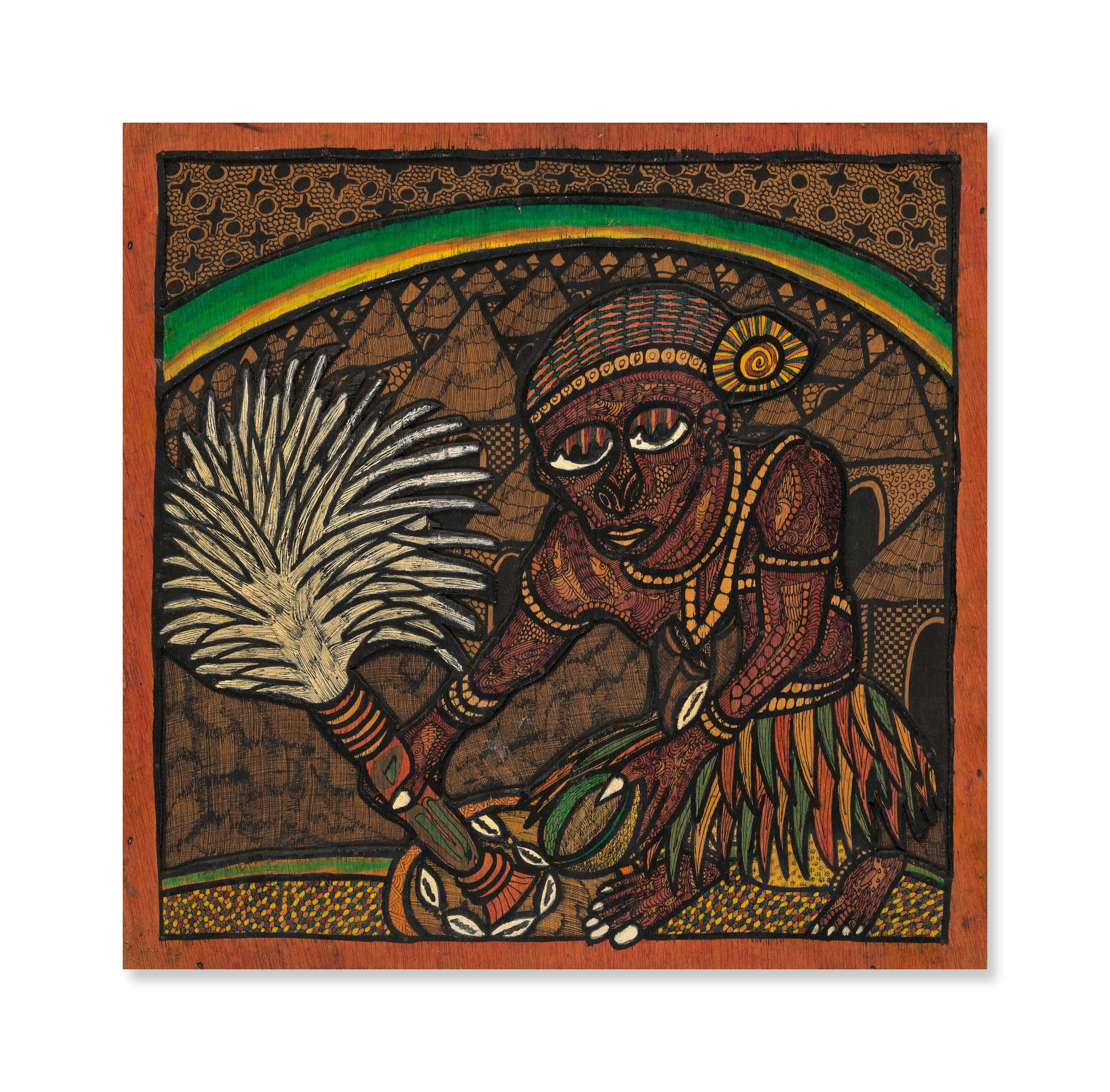 Twins Seven-Seven - Two works (i-ii): (i) The Palm Wine Tapper, 1988 (ii) The Competition of Ayo [indistinct]