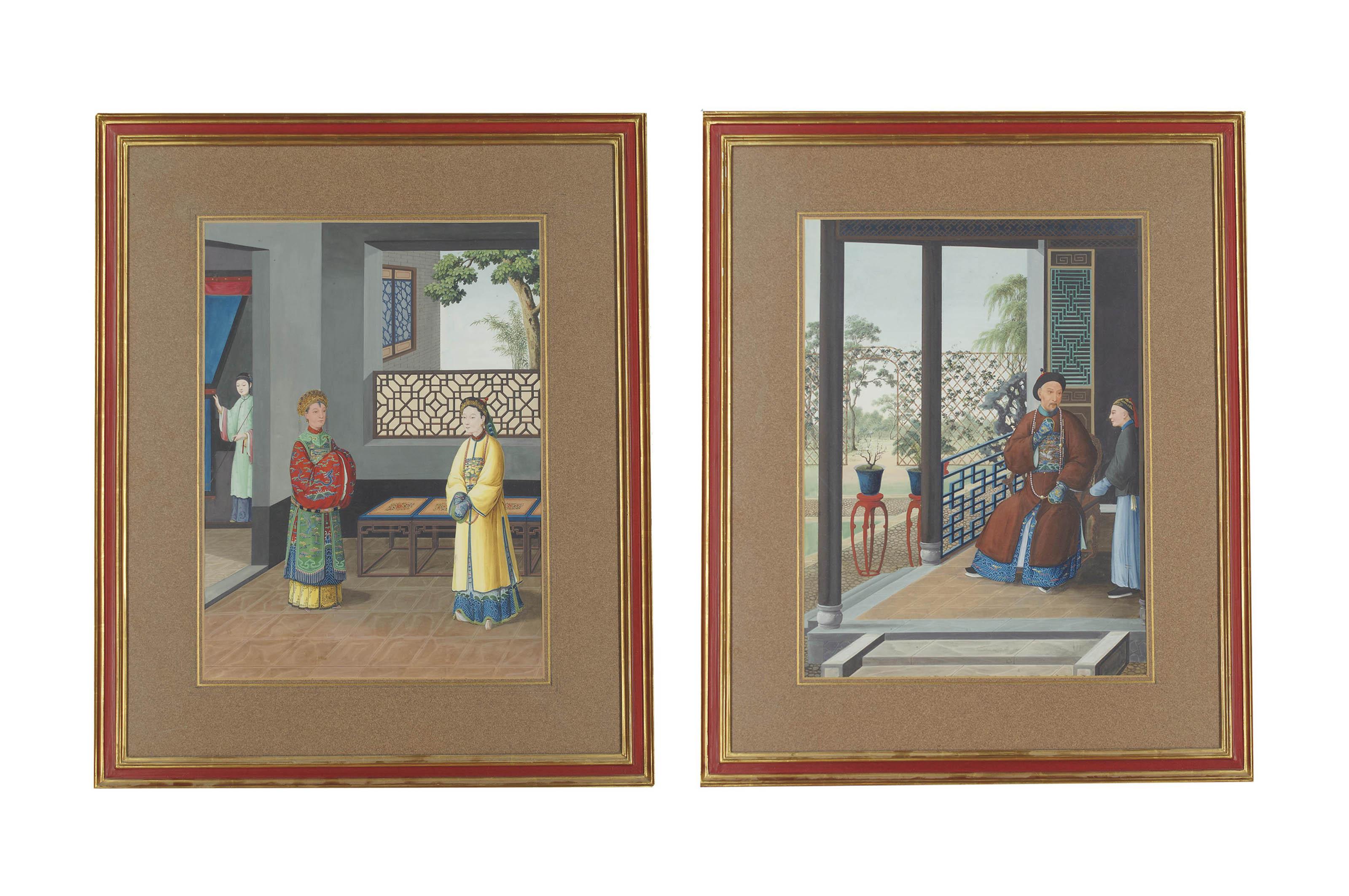 Two Chinese Paintings Of Court Officials
