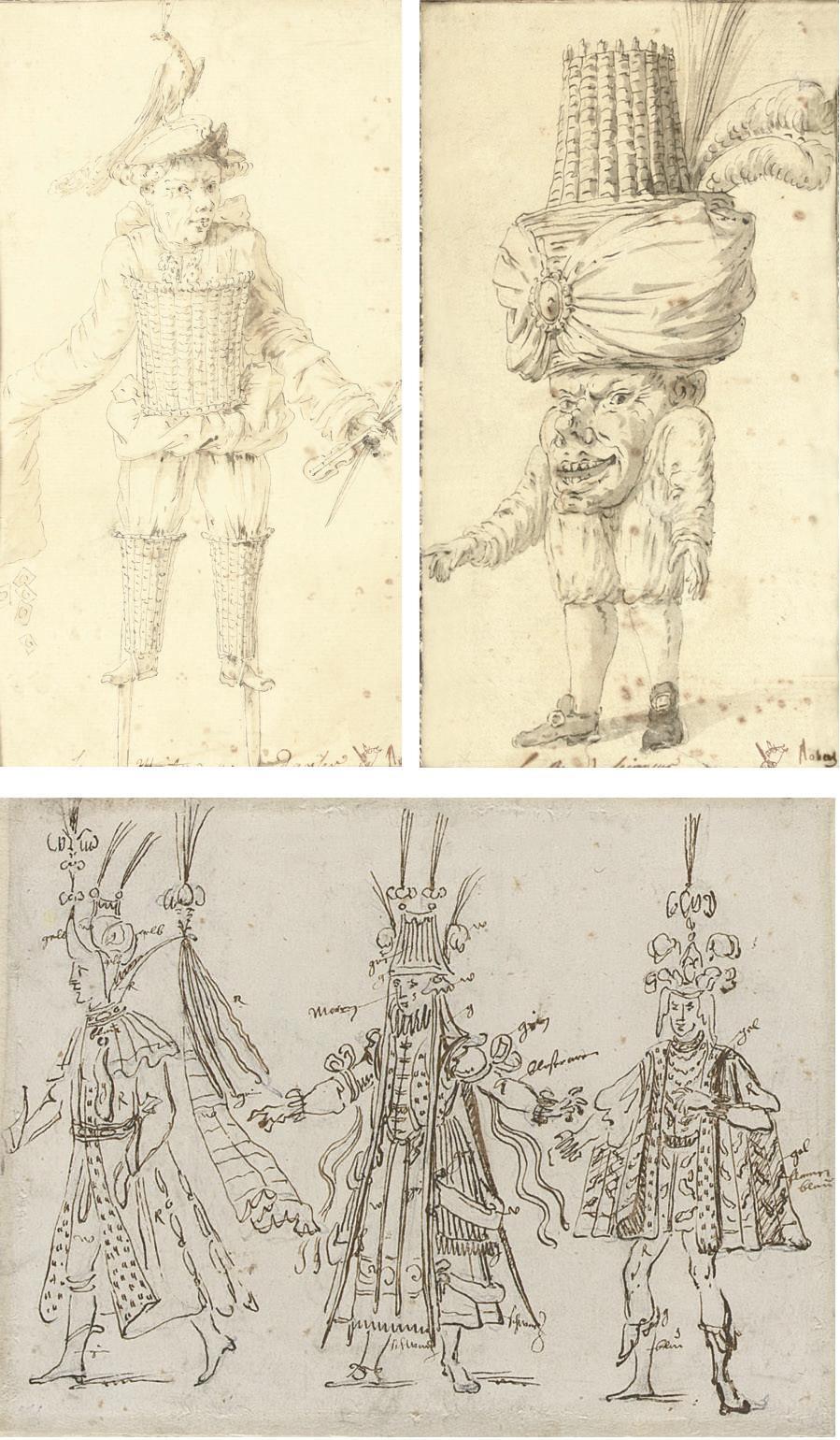 Two costume designs for a bal masqué