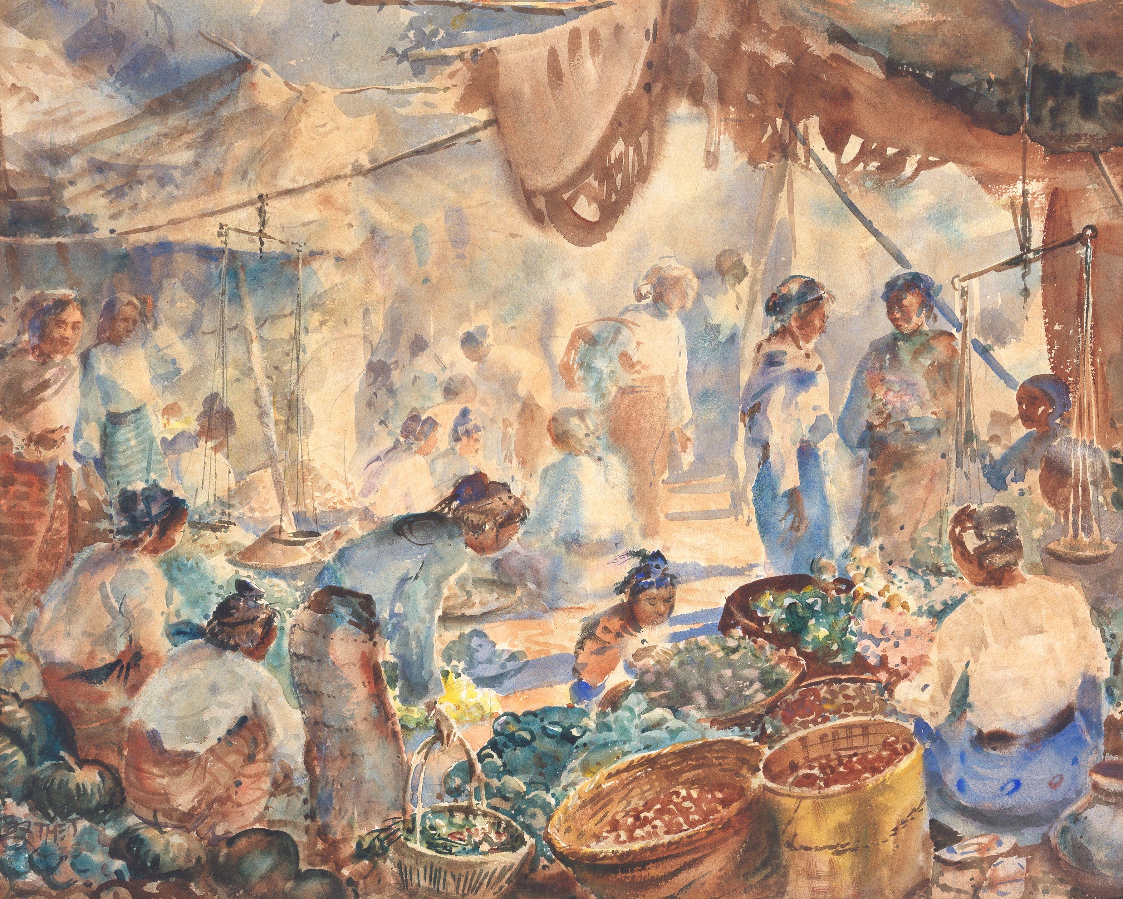 U Ba Thet - A busy market scene