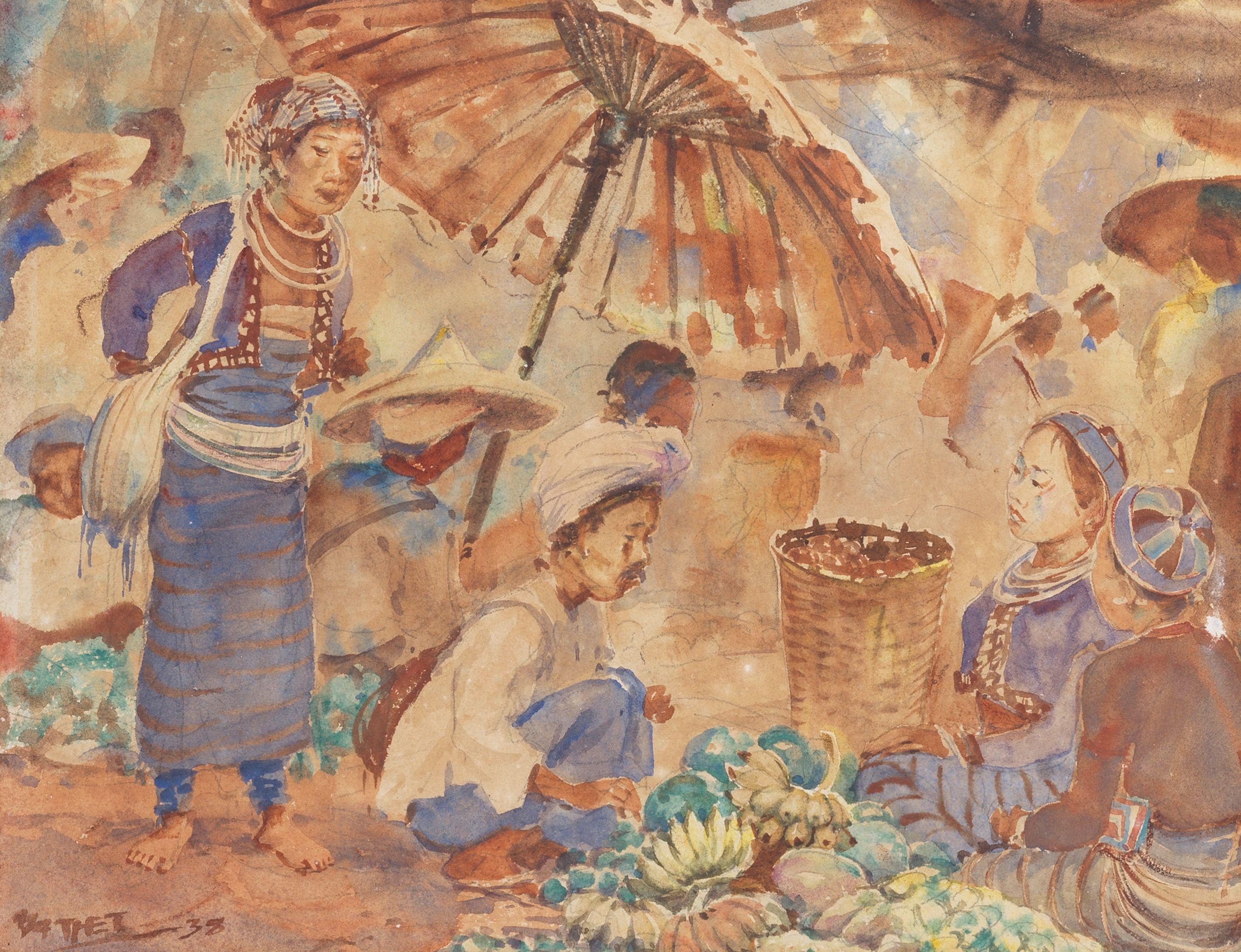 U Ba Thet - Fruit sellers beneath a parasol
