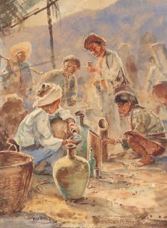 U Ba Thet - Gathering at a market stall