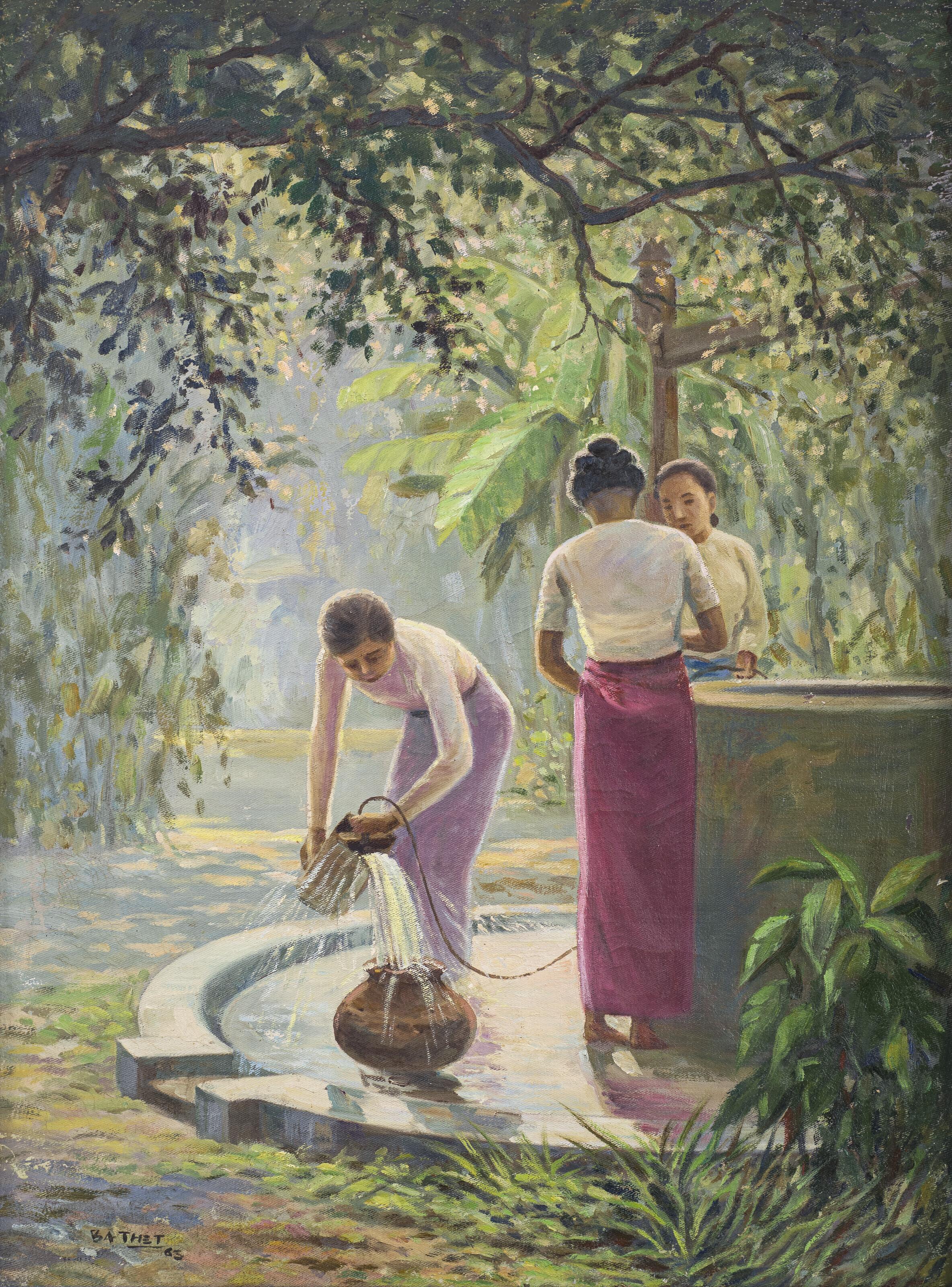 U Ba Thet - Three Ladies at a Water Well