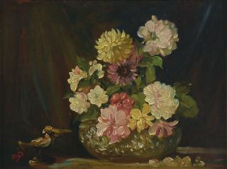 U Ngwe Gaing - Flowers With Burmese Hintha