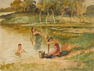 U Ngwe Gaing - Ladies Shampooing in Stream