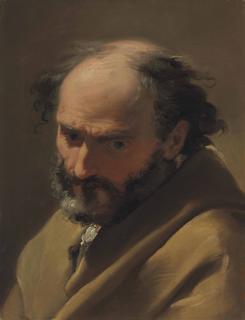 Ubaldo Gandolfi - A Bearded Man, Bust-Length, In A Brown Cape