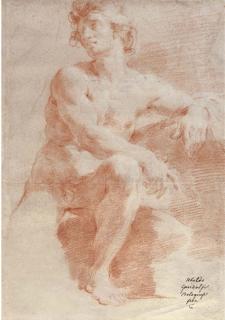 Ubaldo Gandolfi - A seated nude turned to the left