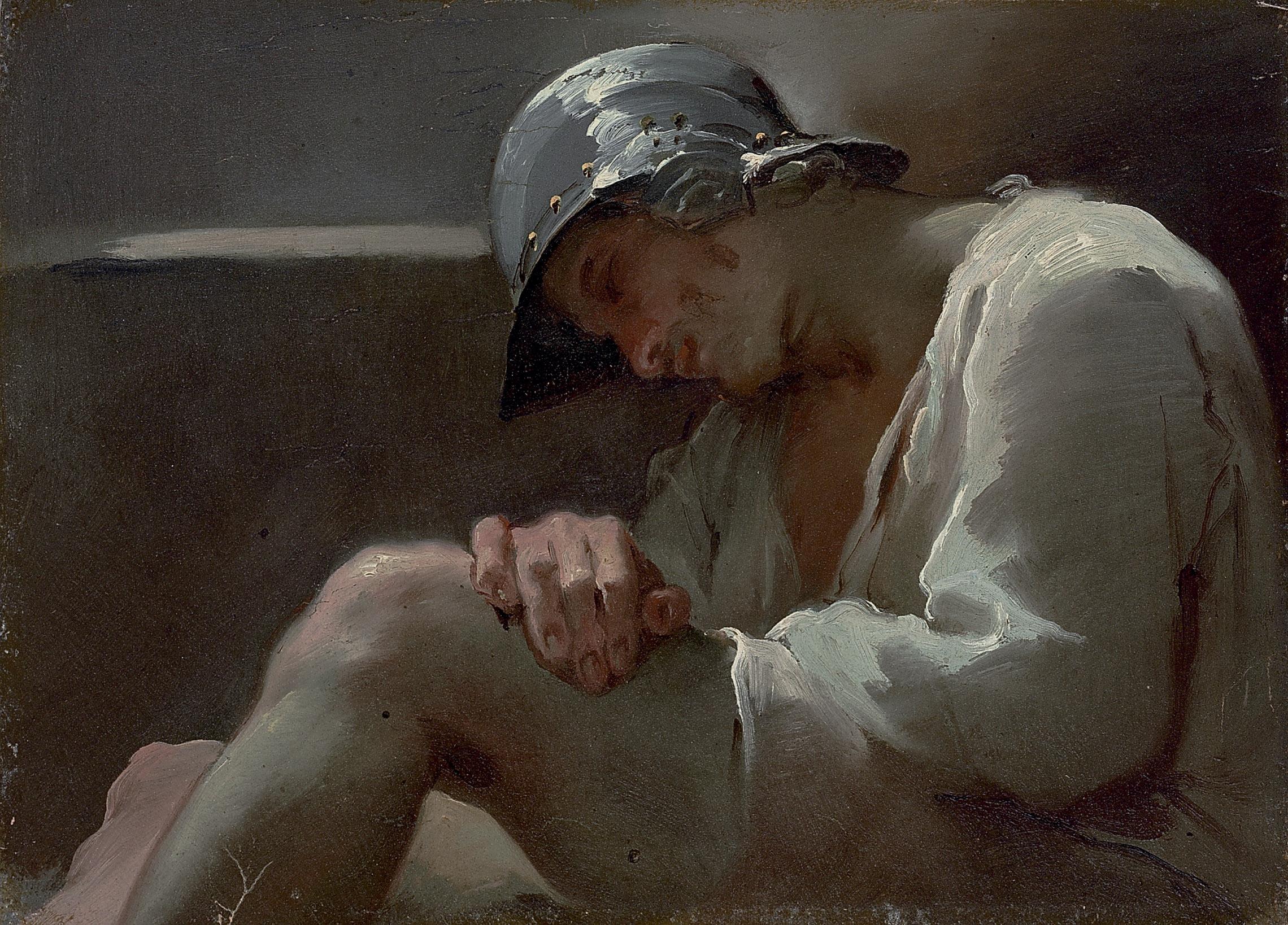 Ubaldo Gandolfi - A sleeping legionary in a helmet