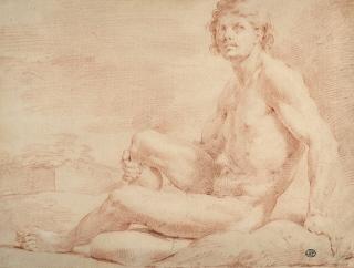 Ubaldo Gandolfi - Académie d\'homme nu assis