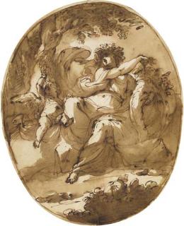 Ubaldo Gandolfi - Allégorie de la Richesse assise dans un paysage avec un putto