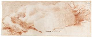 Ubaldo Gandolfi - Recto: A Recumbent Devil Seen From Behind; Verso: Study Of An Arm And A Sword And A Separate Study Of A Left Arm And Hand