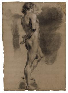 Ubaldo Gandolfi - Recto: Male Academy, seen from behind Verso: A preliminary study for a male nude