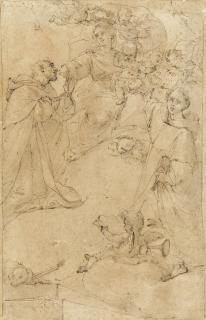 Ubaldo Gandolfi - Saints Dominic and Vincent Ferrer receiving the Rosary from the Virgin