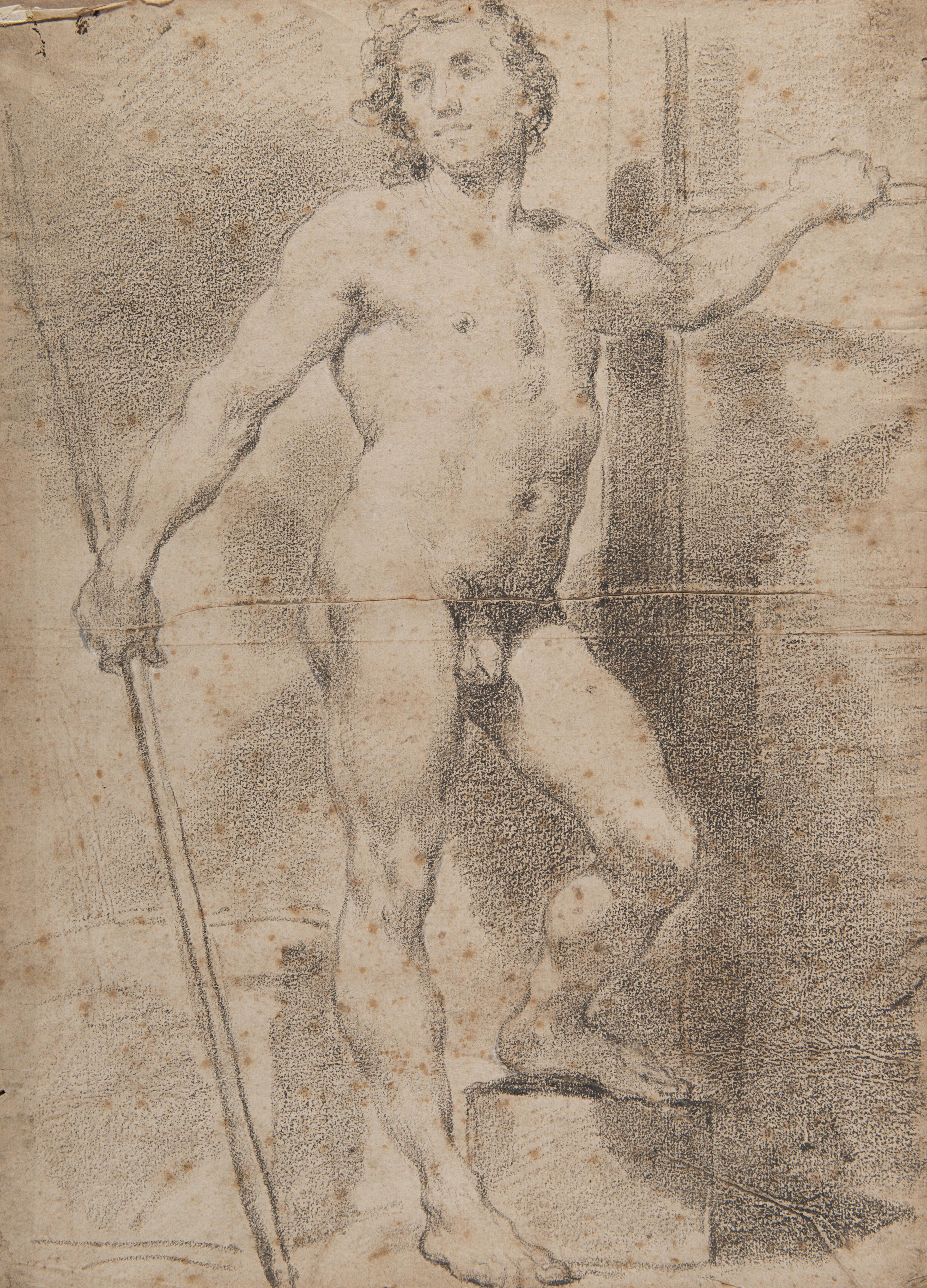 Ubaldo Gandolfi - Study of a man with a stick