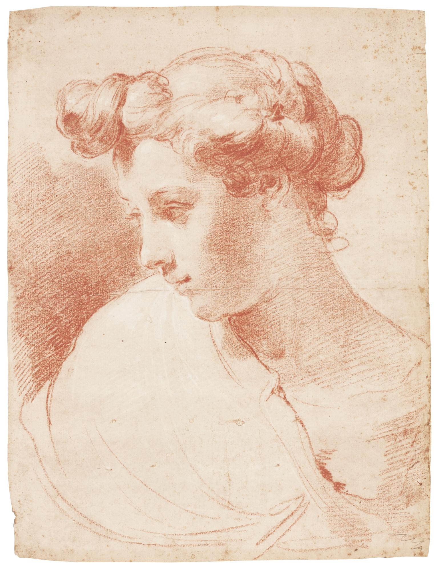 Ubaldo Gandolfi - Study Of A Young Woman, Head And Shoulders, Turned To The Left