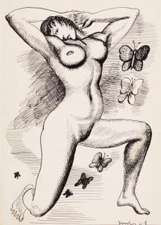 Ülo Sooster - Nude With Butterflies