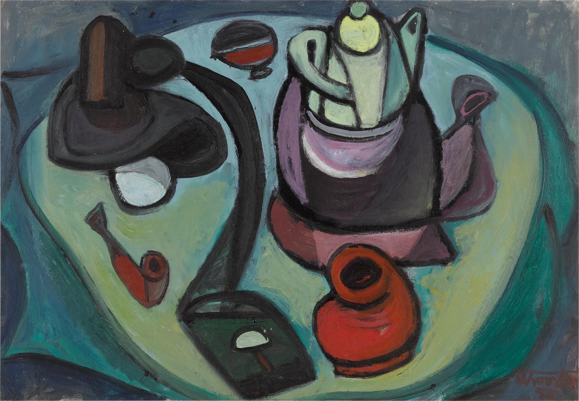 Ülo Sooster - Still Life with Pipe and Teapot