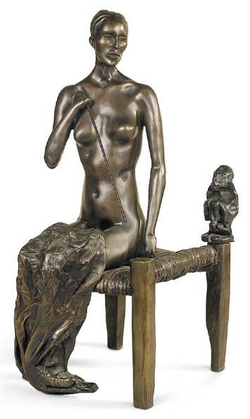 Ugo Attardi - Nudo seduto con bastone