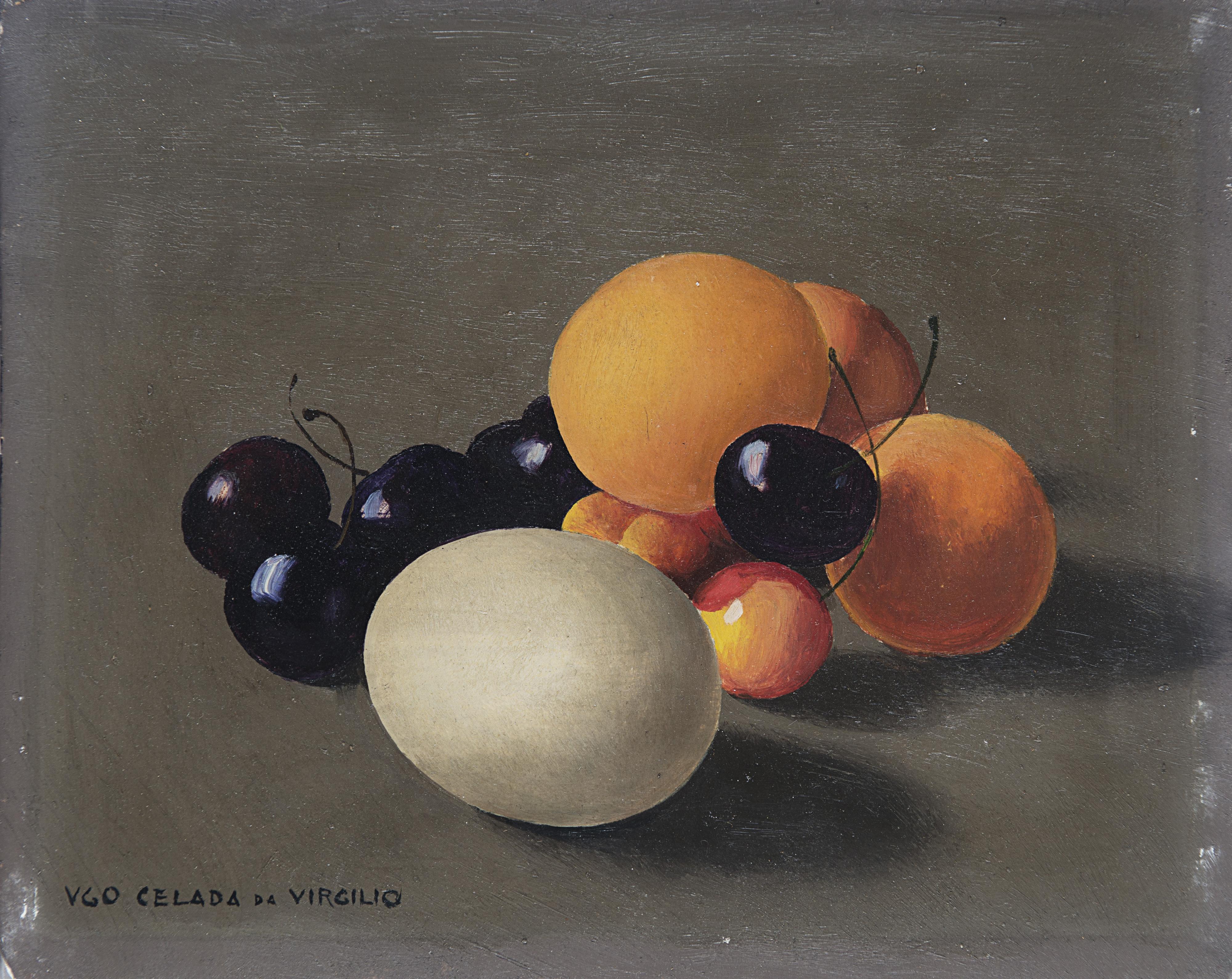 Ugo Celada da Virgilio - Composizione con uovo e frutta