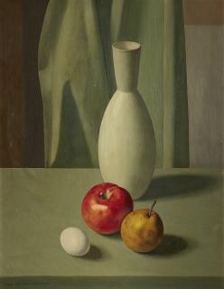 Ugo Celada da Virgilio - Composizione con vaso, frutta e uovo