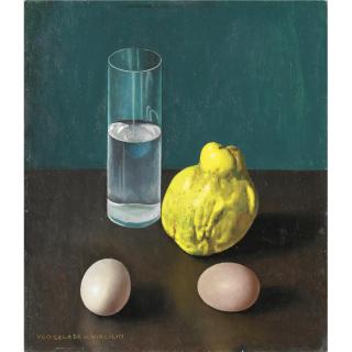 Ugo Celada da Virgilio - Natura Morta Con Bicchiere, Limone E Uova