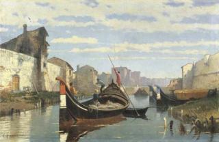 Ugo Manaresi - Livorno, trasporto sul canale, 1883