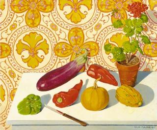Ula Paine - Still Life with Aubergines, Peppers and Gourds