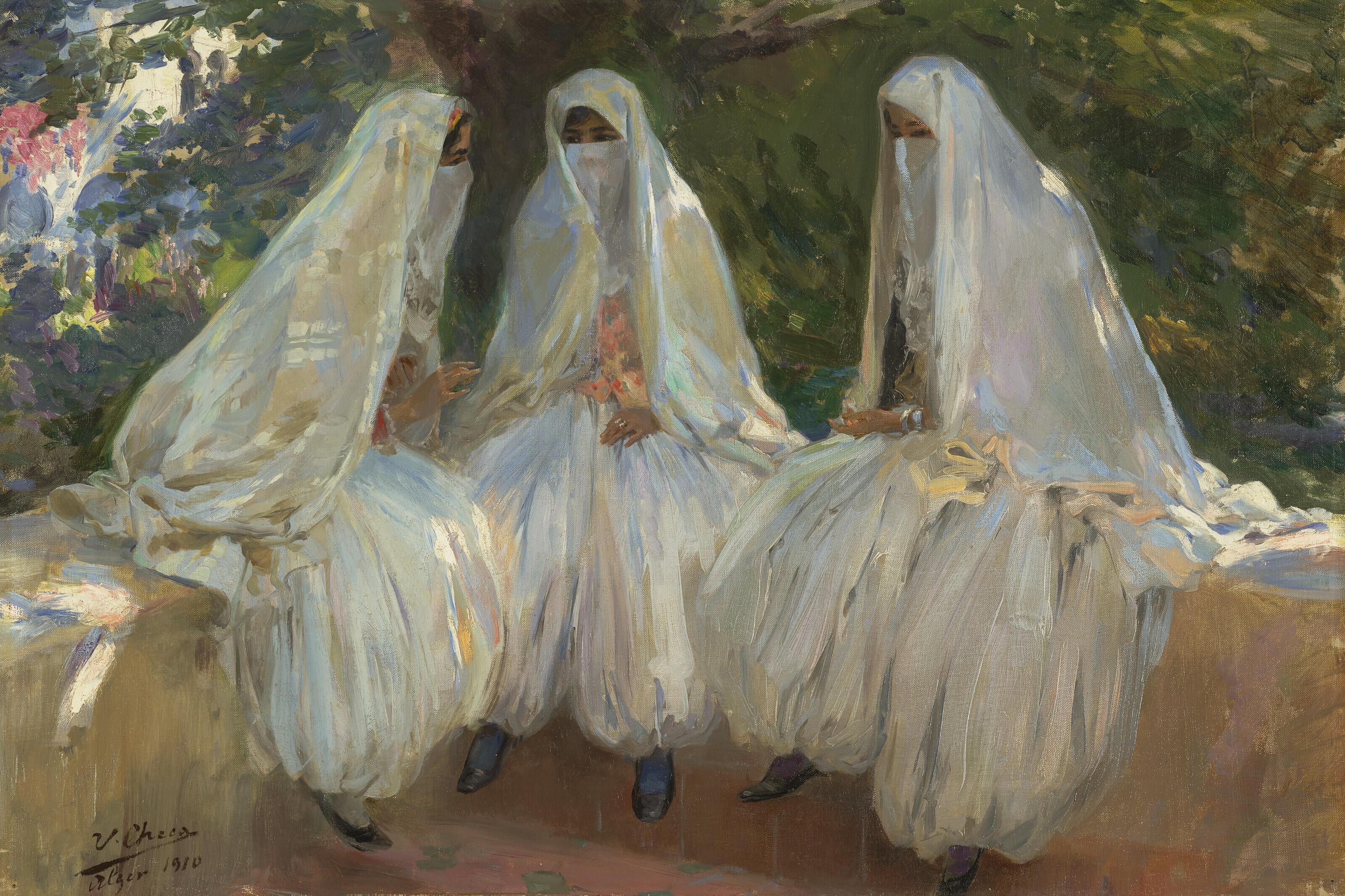 Ulpiano Checa Y Sanz - Three Algerian Beauties At The Well