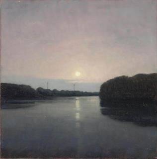 Ulrik Møller - Lake & Two Windmills (Night)