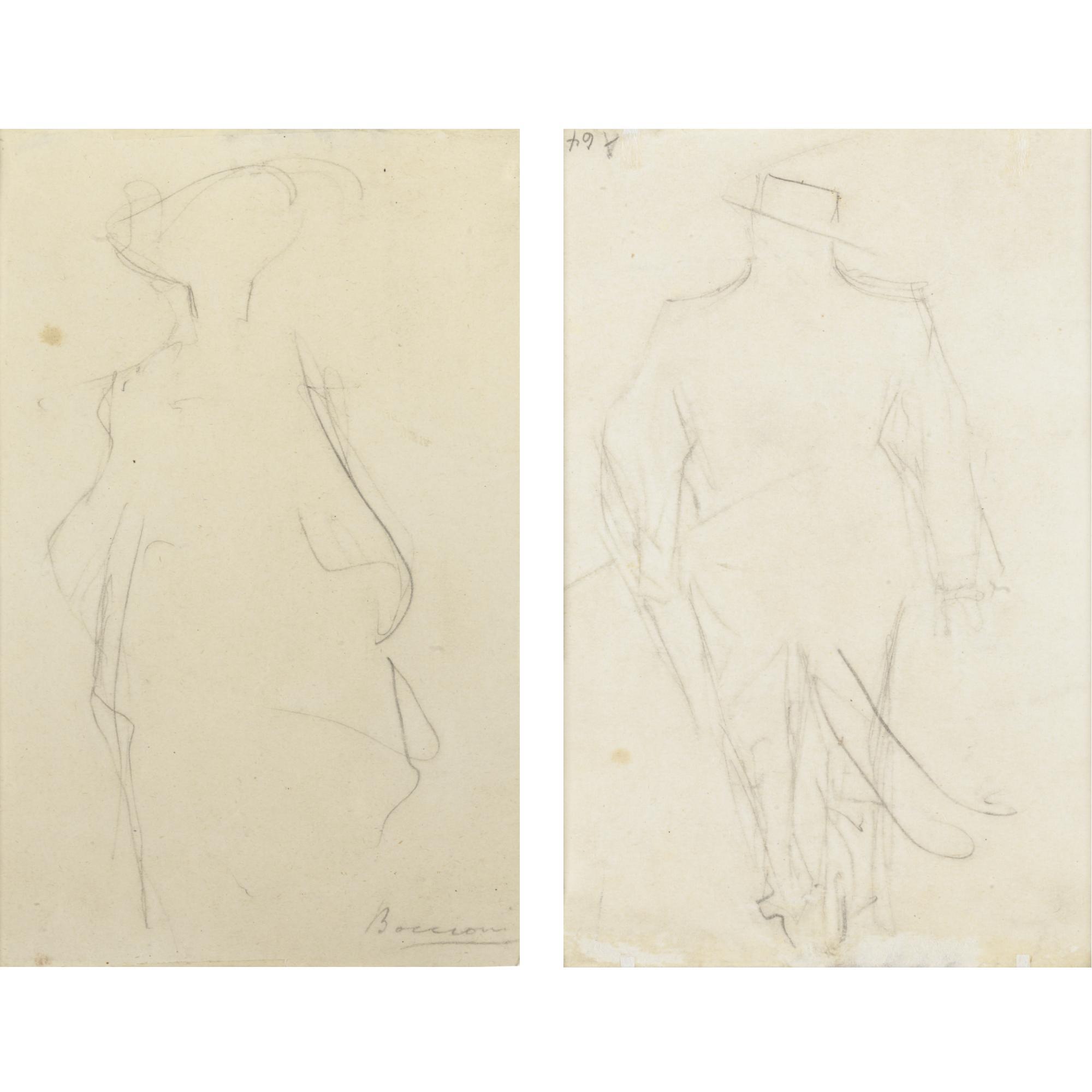 Umberto Boccioni - Figura Femminile (Recto) Uomo Con Cappello A Larghe Tese (Verso)