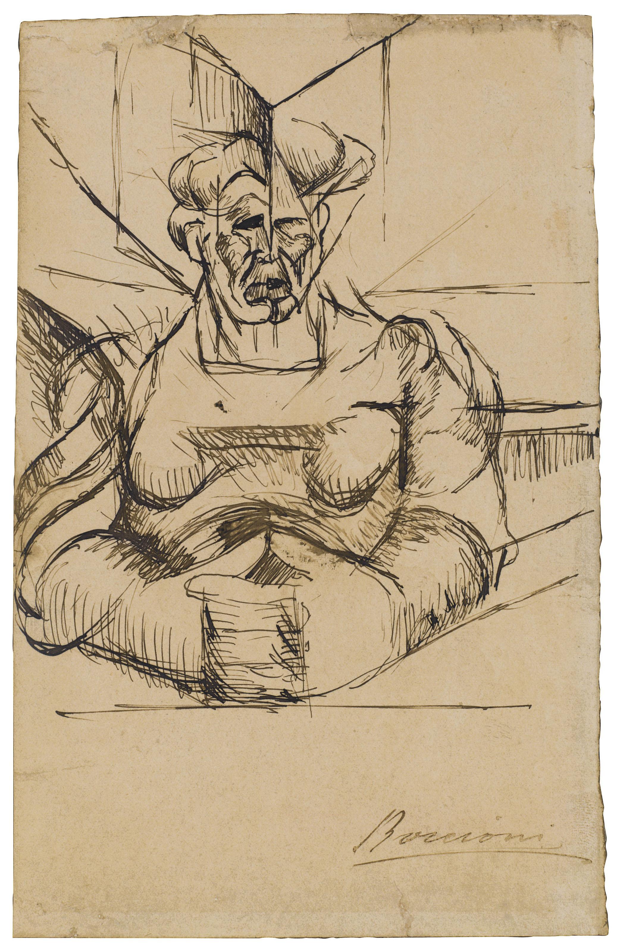 Umberto Boccioni - Studio per Testa + casa + luce (La madre)