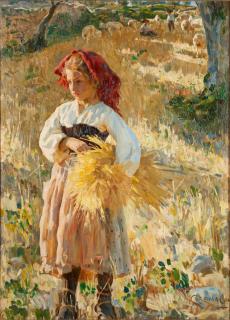 Umberto Coromaldi - The Little Gleaner framed 134.0 x 104.5 x 8.0 cm (52 3/4 x 41 1/8 x 3 1/4 in).