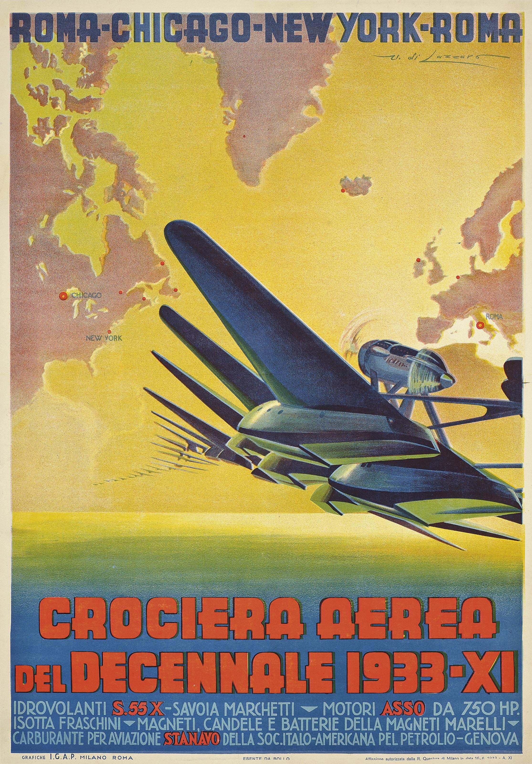 Umberto Di Lazzaro - Crociera Aerea Del Decennale, 1933
