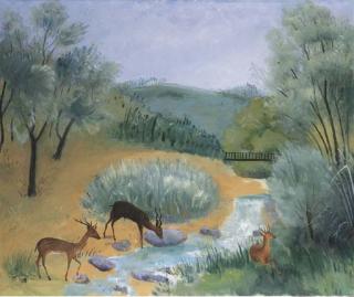 Umberto Lilloni - Cervi al ruscello
