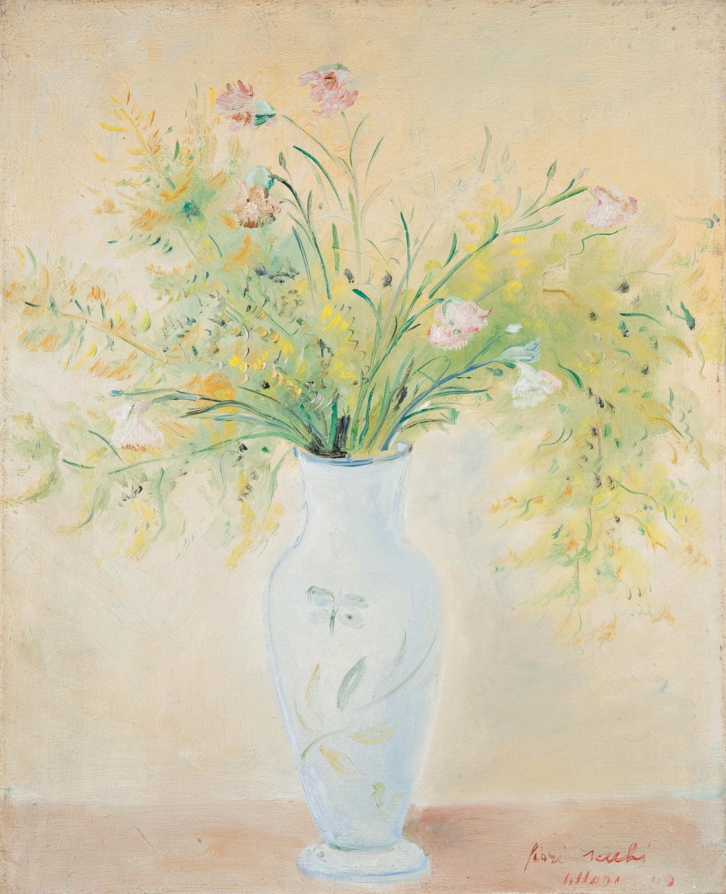 Umberto Lilloni - \'Fiori secchi\' 1949, olio su tela (cm 50x41)