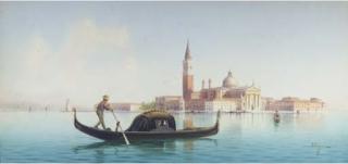 Umberto Ongania - Along the Gran Canal, Venice