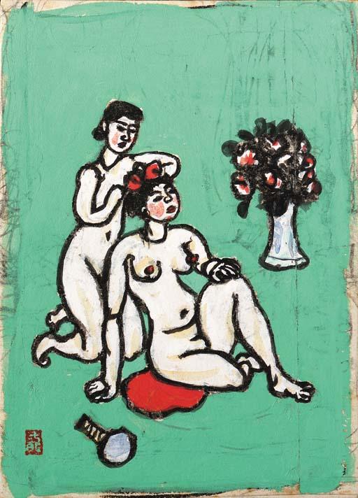 Umehara Ryuzaburo - Rafu keppatsu zu (Nude arranging coiffure)