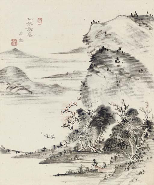 Uragami Gyokudo - Ikkan choshun (Lone angler in springtime)