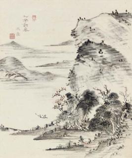 Uragami Gyokudo - Ikkan choshun (Lone angler in springtime)