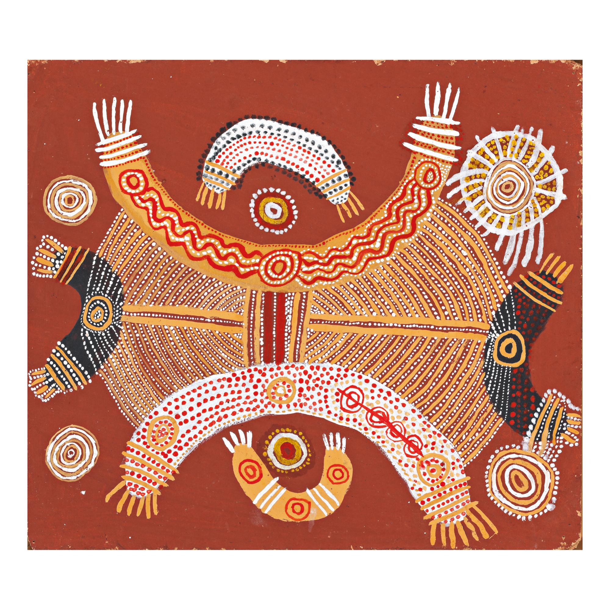 Uta Uta Tjungala - Untitled (Two Boys\' Dreaming - Boys; Hairpiece Dreaming)