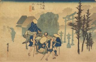 Utagawa Hiroshige I - Mishima: Morning Mist (Mishima Asagiri)