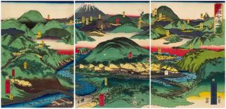 Utagawa Hiroshige II - The Seven Hot Springs of Hakone in a Single View (Hakone shichiyu ichiran)
