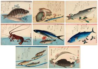 Utagawa Hiroshige - Eight woodblock prints from the untitled series of Large Fish