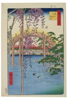 Utagawa Hiroshige - Kameido Tenjin keidai (Inside of Kameido Tenjin Shrine)