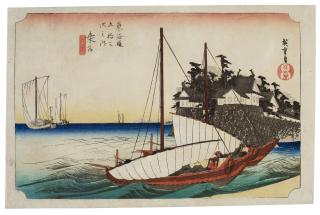 Utagawa Hiroshige - Kuwana, Shichiri watashiguchi (Kuwana: Shichiri crossing)